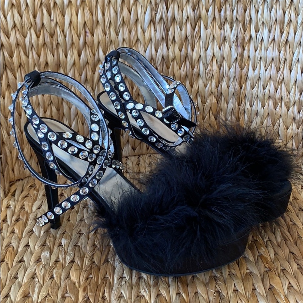 Sugar Thrillz Marabou & Rhinestone Platforms 9M